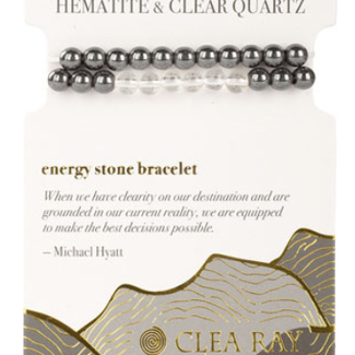 Clear Quartz & Hematite (Grounding & Clarity) Two Stone Bracelet-4mm Wrap