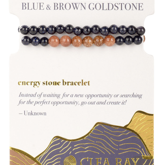 Blue Goldstone & Goldstone (Empowerment & Abundance) Two Stone Bracelet-4mm