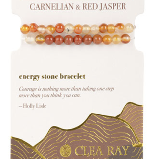 Carnelian & Red Jasper (Confidence & Courage) Two Stone Bracelet-4mm