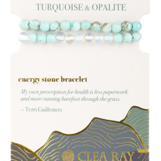 Turquoise (Synthetic) & Opalite  (Wisdom & Health) Two Stone Bracelet-4mm