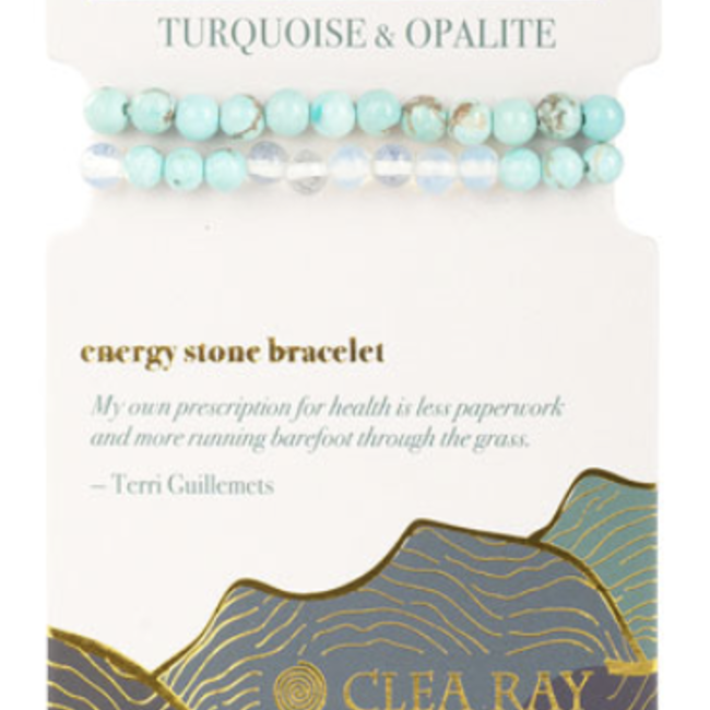 Turquoise (Synthetic) & Opalite  (Wisdom & Health) Two Stone Bracelet-4mm