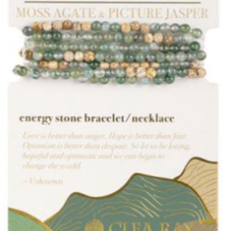 Moss Agate & Picture Jasper (Optimism & New Beginnings) Wrap Bracelet/Necklace 4mm
