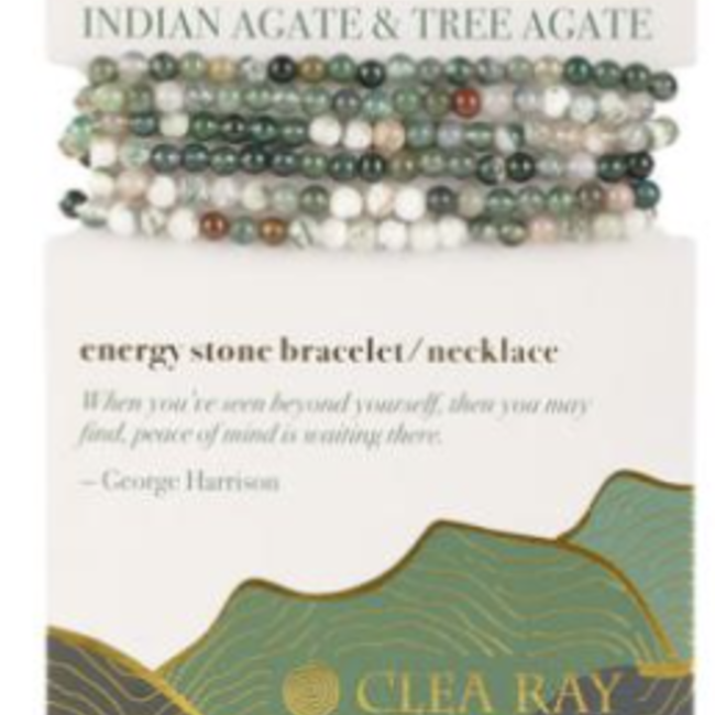 Indian Agate & Tree Agate (Inner Peace & Harmony) Wrap Bracelet/Necklace 4mm