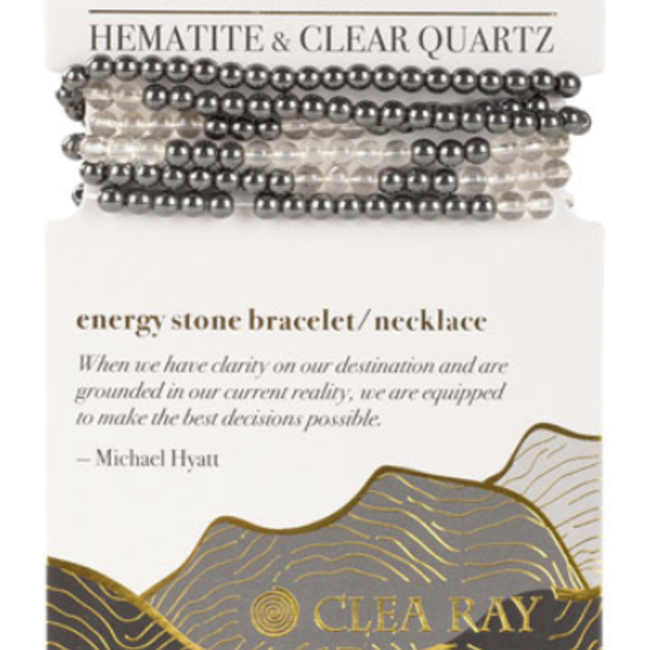 Clear Quartz & Hematite (Grounding & Clarity) Wrap Bracelet Necklace 4mm