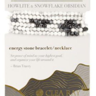 White Howlite & Snowflake Obsidian- (Calming & Balance) Wrap Bracelet/Necklace 4mm