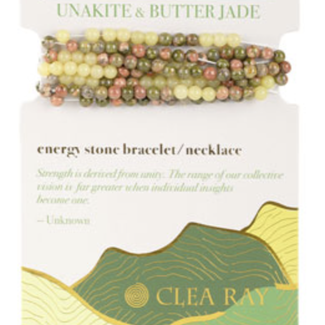 Unakite Jasper & Yellow Jade (Vision & Strength) Wrap Bracelets Necklaces - 4mm Mini Two Stone