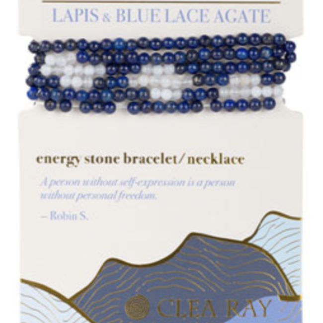 Lapis Lazuli & Blue Lace Agate (Freedom & Self Expression) Wrap Bracelets Necklaces - 4mm Mini Two Stone