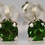 Chrome Diopside Earrings-3mm Faceted Studs - Prong Claw Set Sterling Silver Gemstone Jewelry