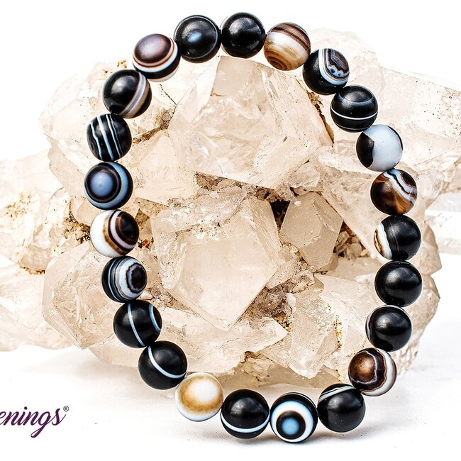 Matte Banded Agate Bracelets - 8mm