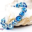 Evil Eye Bracelets - Light Blue Aqua Elastic Stretchy Protection Silver Rhinestones