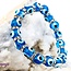 Evil Eye Bracelets - Light Blue Aqua Elastic Stretchy Protection Silver Rhinestones