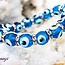 Evil Eye Bracelets - Light Blue Aqua Elastic Stretchy Protection Silver Rhinestones