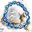 Evil Eye Bracelets - Light Blue Aqua Elastic Stretchy Protection Silver Rhinestones