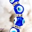 Evil Eye Bracelets - Dark Blue Elastic Stretchy Protection Silver Rhinestones