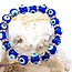 Evil Eye Bracelets - Dark Blue Elastic Stretchy Protection Silver Rhinestones