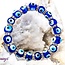 Evil Eye Bracelets - Dark Blue Elastic Stretchy Protection Silver Rhinestones