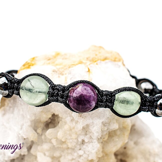 Rainbow Fluorite & Hematite Bracelets - Shamballa Paracord Parachute - Adjustable