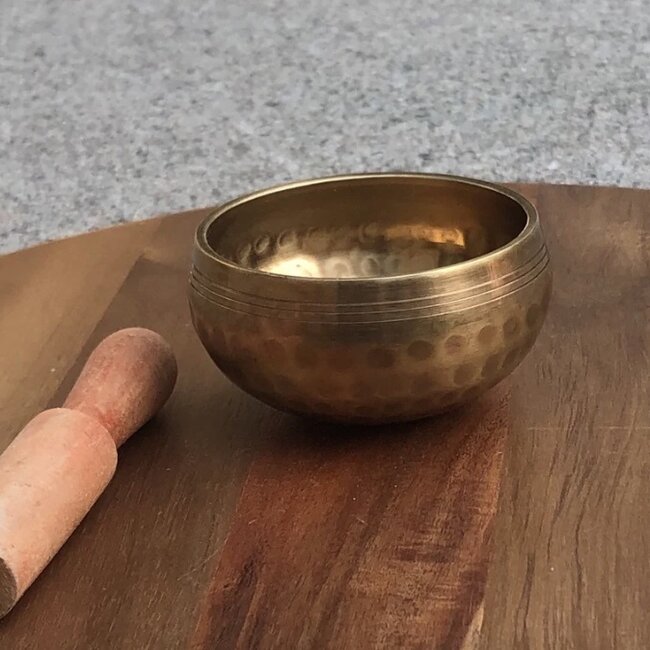 Singing Bowls - Gold Dimple Hand Hammered 3" Wood Hammer Stick Striker