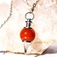 Carnelian Round Pendulum-Sephoroton Dowsing Divination Silver Chain-Gemstone Crystal