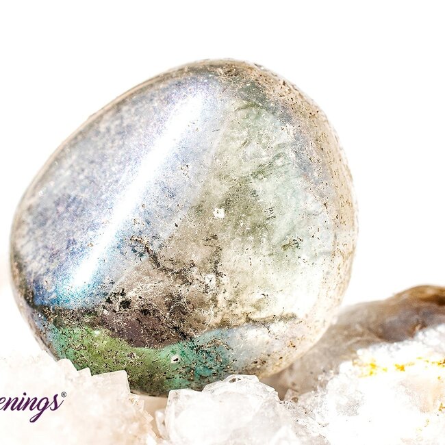 Rainbow (Light Blue Aqua) Titanium Aura Clear Quartz - Tumbled Mermaid Glass