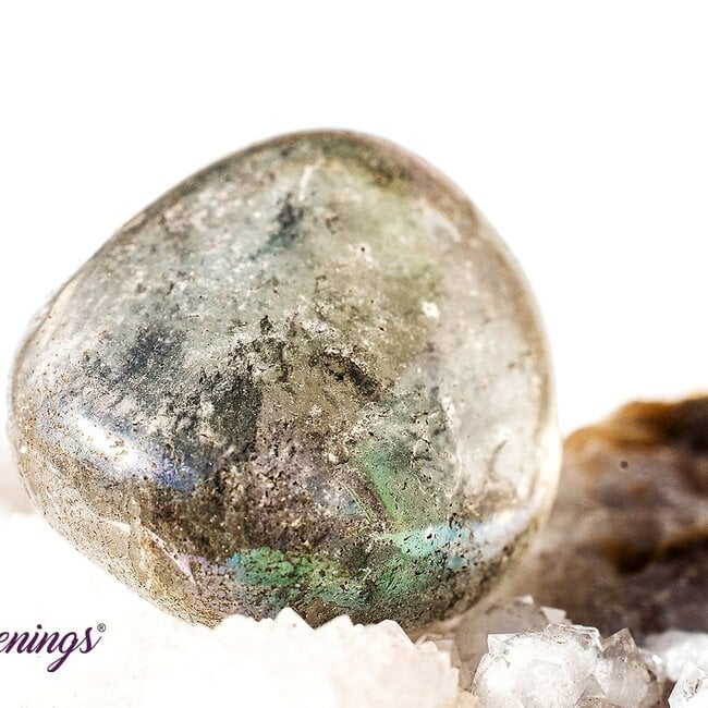 Rainbow (Light Blue Aqua) Titanium Aura Clear Quartz - Tumbled Mermaid Glass