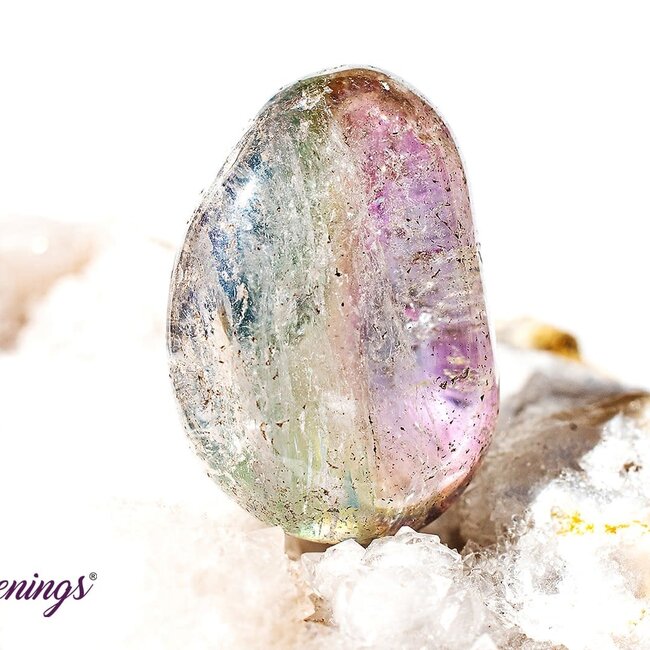 Rainbow (Light Blue Aqua) Titanium Aura Clear Quartz - Tumbled Mermaid Glass