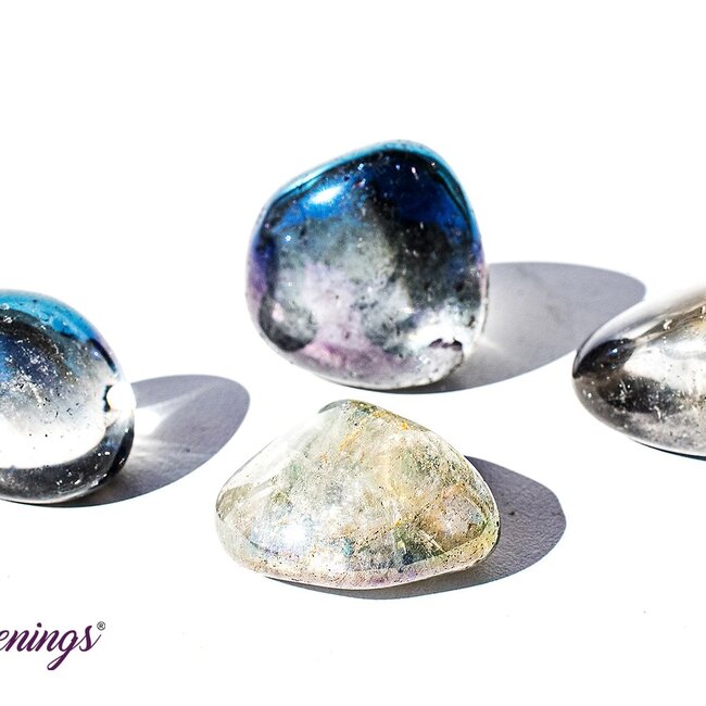 Rainbow (Titanium) Blue Aura Clear Quartz - Tumbled