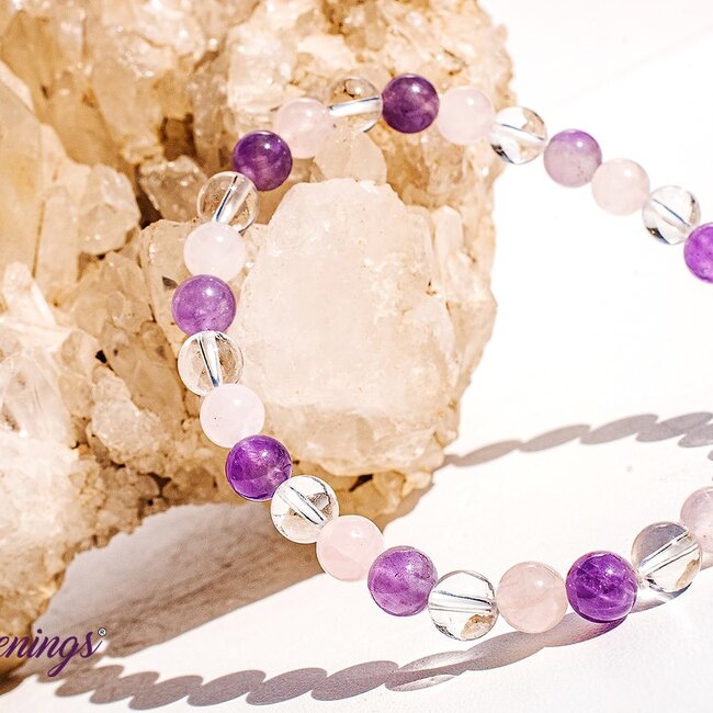 Amethyst, Rose Quartz & Clear Quartz Bracelets - 6mm