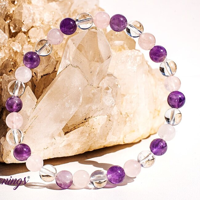 Amethyst, Rose Quartz & Clear Quartz Bracelets - 6mm