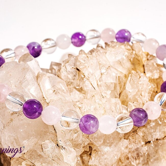 Amethyst, Rose Quartz & Clear Quartz Bracelets - 6mm