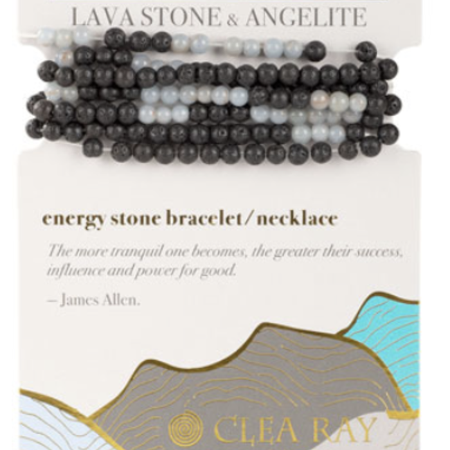 Angelite & Lava Stone (Guidance & Tranquility) Wrap Bracelet/Necklace-4mm