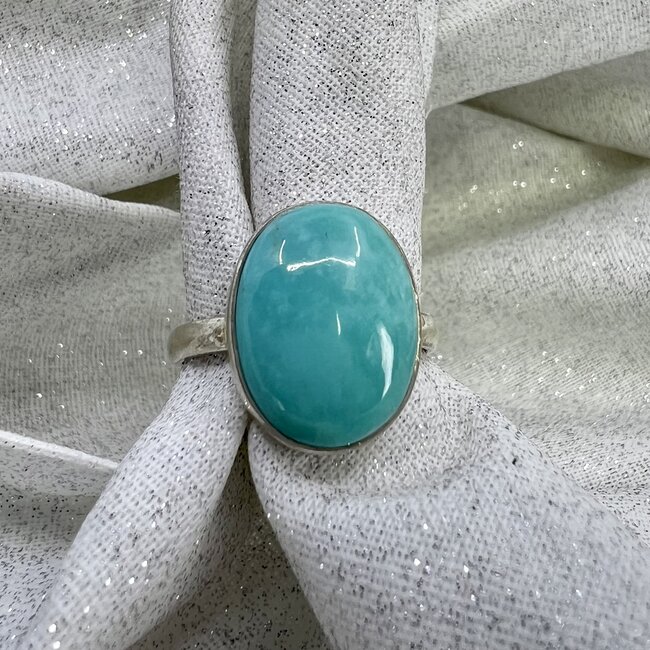 Turquoise Ring-Size 8 Oval-Sterling Silver