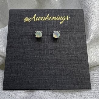 Ethiopian Opal Earrings - 4mm Studs - Prong Claw Set Sterling Silver
