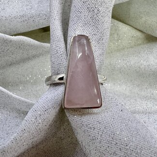 Rose Quartz Ring-Size 7 Angled-Sterling Silver