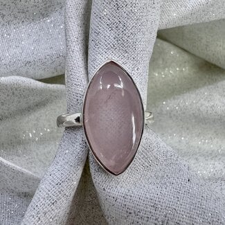 Rose Quartz Ring-Size 7 Marquise-Sterling Silver