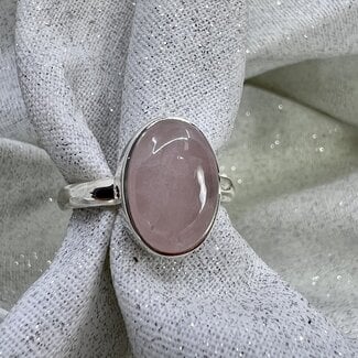 Rose Quartz Ring - Size 5 Oval - Sterling Silver