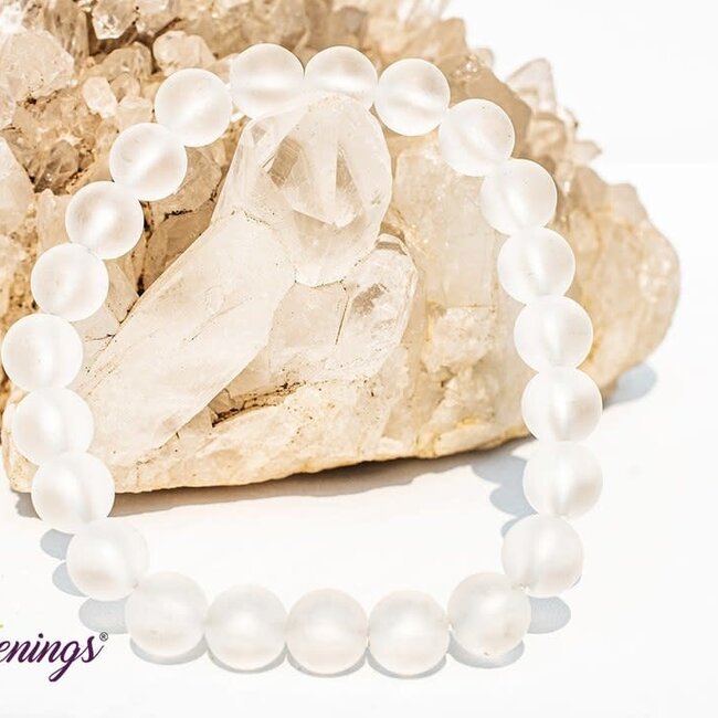 Matte Clear Quartz Bracelets  - 8mm