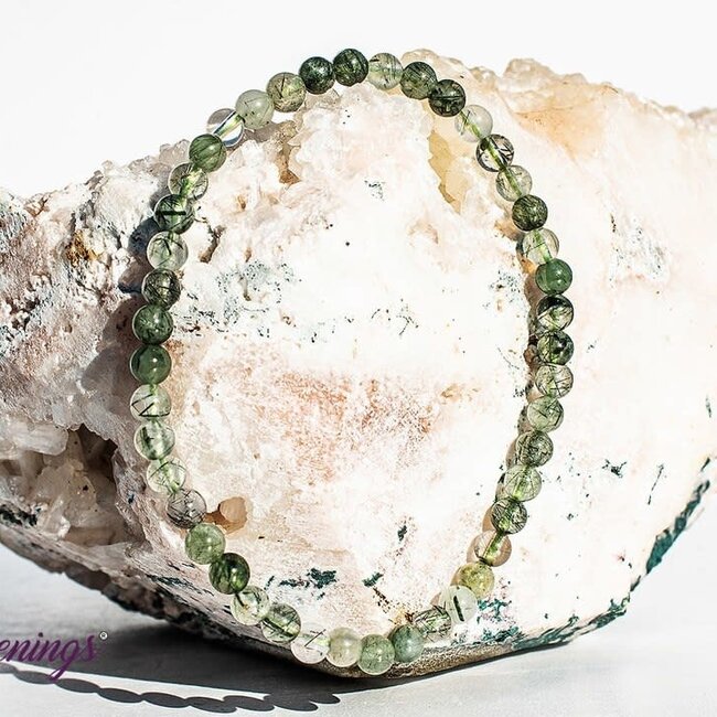 Green Rutilated Rutile Quartz Bracelets - 4mm Mini Epidote Inclusions