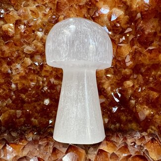 Selenite (Satin Spar Gypsum) Mushrooms - 3" Medium Polished Charging