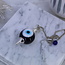 Blue Evil Eye Pendulums - Round Sephoroton Dowsing Divination Silver Chain - Gemstone Crystal