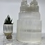 Selenite (Satin Spar Gypsum) Double Twin Tower Lamp Light - Medium 10" (Cord & Bulb Included)