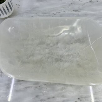 Selenite (Satin Spar Gypsum) Charging Plates Bowls Dishes - Oblong Free Form - Extra Large XL