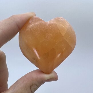Orange Peach Selenite Selenite (Satin Spar Gypsum) Charging Hearts - 2" Medium