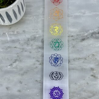 Selenite (Satin Spar Gypsum) Charging Bar Plate - 8" Chakra Flat