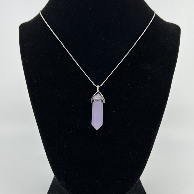 Purple (Lavender) Jade Necklaces - Point on Bead Chain 18" Silver Plated