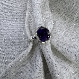 Amethyst Rough Ring-Size 6 Sterling Silver Natural Raw