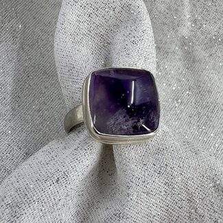 Chevron (Dream) Amethyst Ring - Size 7 Squared - Sterling Silver
