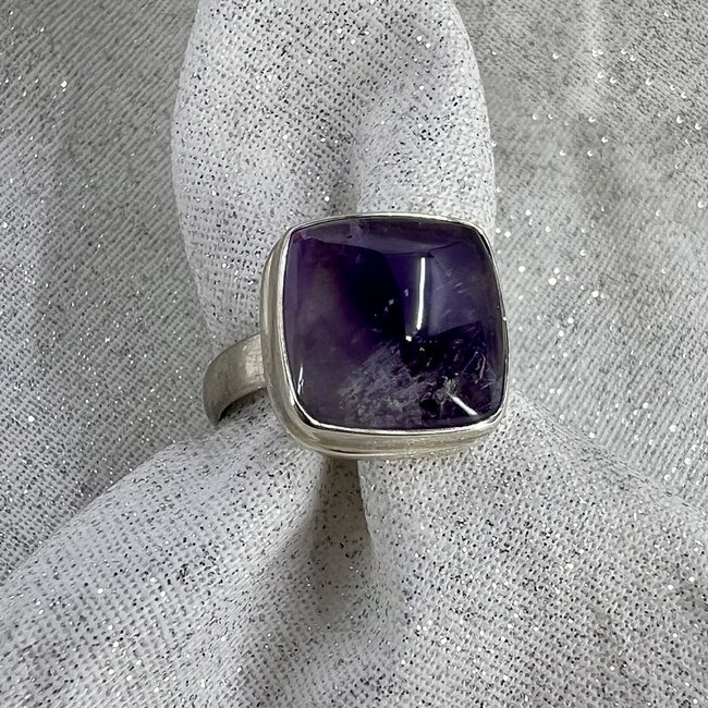 Chevron (Dream) Amethyst Ring - Size 7 Squared - Sterling Silver