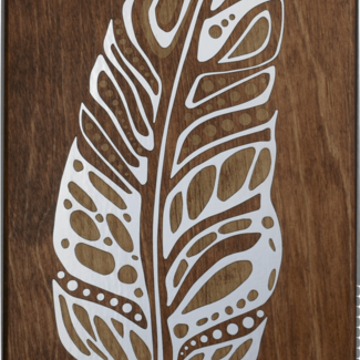 Feathers - Wall Plaque Wood Decor Foil Accent with Stand
