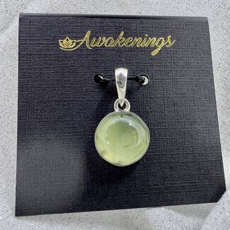 Green Prehnite Round Pendant-Sterling Silver Small